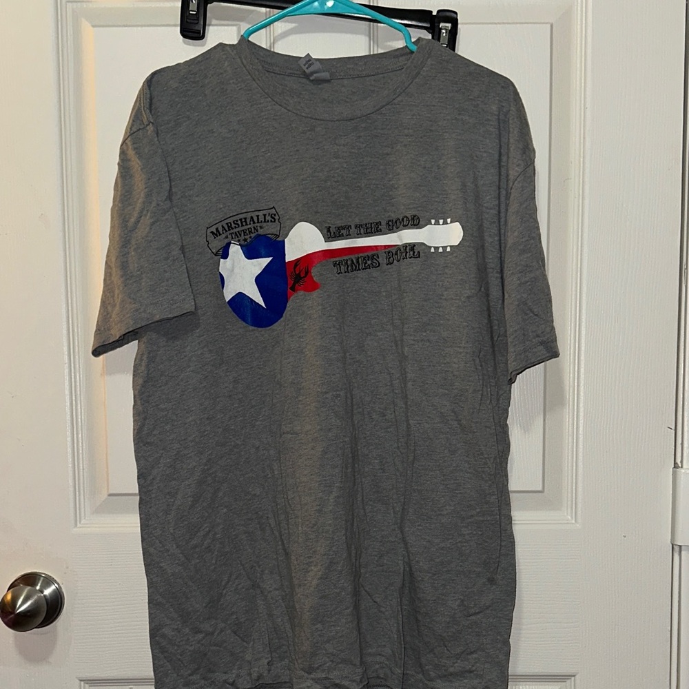 Gray Graphic T-Shirt with Guitar Design